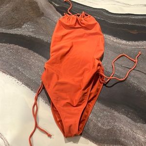 Burnt Orange Halter One Piece Swim Suit